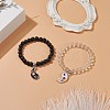 2Pcs 2 Color Glass Round Beaded Stretch Bracelets BJEW-JB09092-01-2