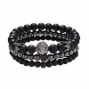 Fashion Retro Black Matte Bracelet Set with Zircon Crown ZZ8347-1-1