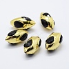 Edge Golden Plated Black Agate Beads PEAR-F006-80G-1