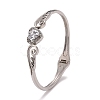 Crystal Rhinestone Double Wing with Heart Cuff Bangle STAS-D165-04P-1