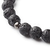 Natural Lapis Lazuli(Dyed) & Lava Rock Round Beads Stretch Bracelets Set BJEW-JB06982-03-12