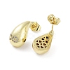 Teardrop Rack Plating Brass Cubic Zirconia Stud Earrings for Women EJEW-B047-02G-06-2