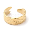 304 Stainless Steel Leaf Open Cuff Ring for Women RJEW-I098-07G-2