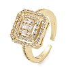 Brass Micro Pave Cubic Zirconia Cuff Rings RJEW-I103-020G-1