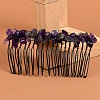 Natural Amethyst with Metal Chips Hair Combs PW-WG93284-04-1