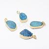 Electroplated Natural Druzy Agate Pendants G-G656-19-2