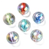 UV Plating Transparent Rainbow Iridescent Acrylic Beads OACR-F004-01-2