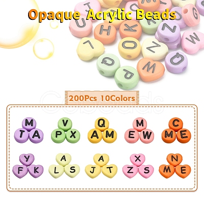 200Pcs 10 Colors Opaque Acrylic Beads SACR-YW0001-43-1