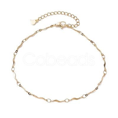 304 Stainless Steel Wave Bar Link Chains Anklets for Women AJEW-AN00626-1