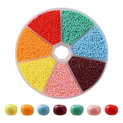 5950Pcs 7 Colors 12/0 Opaque Color Glass Seed Beads SEED-YW0001-77-1