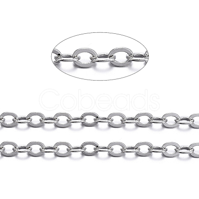 Brass Flat Oval Cable Chains CHC025Y-NFK-1