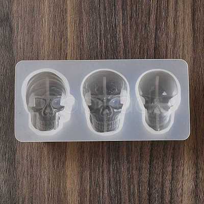 Halloween Theme Skull DIY Statue Silicone Molds DIY-P078-01A-1