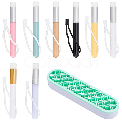 Globleland 9Pcs 9 Styles Synthetic Fiber Nose Pore Deep Cleaning Brush & Multipurpose Silicone Storage Box MRMJ-GL0001-03-1