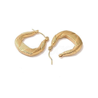 Texture 201 Stainless Steel Half Hoop Earrings for Women EJEW-G385-04G-1