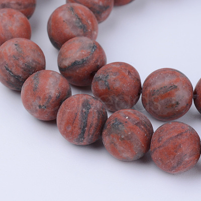 Natural Sesame Jasper/Kiwi Jasper Beads Strands X-G-Q462-8mm-04-1