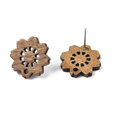 Walnut Wood Stud Earring Findings MAK-N032-038-1