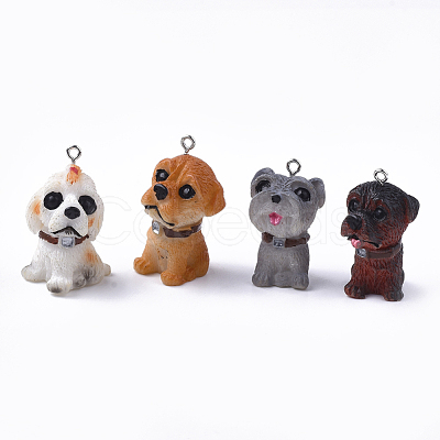 Resin Puppy Pendants X-RESI-T028-02-1