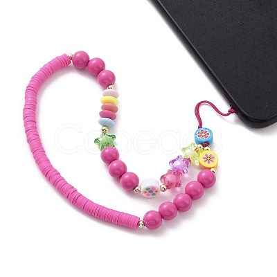 Round & Star Acrylic Beaded Mobile Phone Lanyard Wrist Strap HJEW-YW0001-03-1