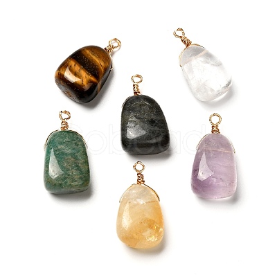 Natural Mixed Gemstone Pendants PALLOY-JF00888-1