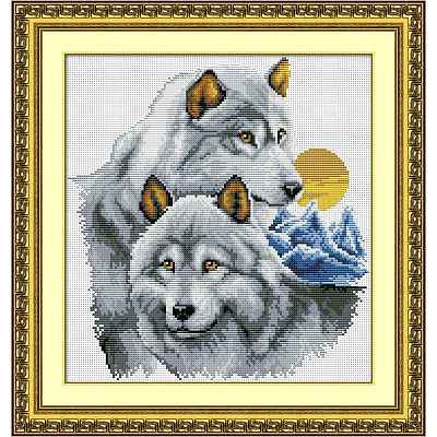 Wolf & Sun Pattern Cross-Stitch Beginner Kits WOLF-PW0001-75-1