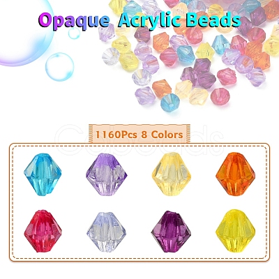 1160Pcs 8 Colors Transparent Acrylic Beads MACR-YW0001-86-1