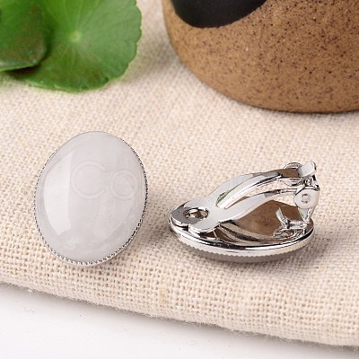 Natural Crystal Oval Clip-on Earrings EJEW-J091-03-1