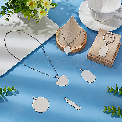 Stainless Steel Stamping Blank Tag Pendants STAS-BC0003-03-1