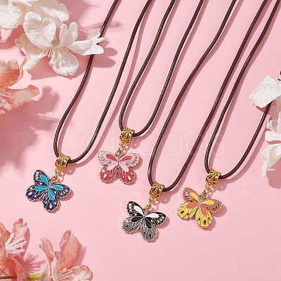 Alloy Enamel Butterfly Pendant Necklaces NJEW-JN04580-1