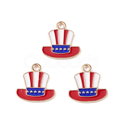 American Flag Style Alloy Enamel Pendants ENAM-K067-33-1