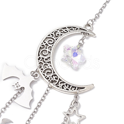 Hollow Moon Alloy Hanging Ornaments HJEW-TA00200-1