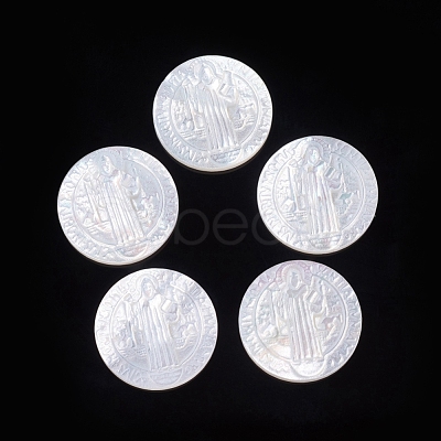 Natural White Shell Cabochons SSHEL-D083-12A-1