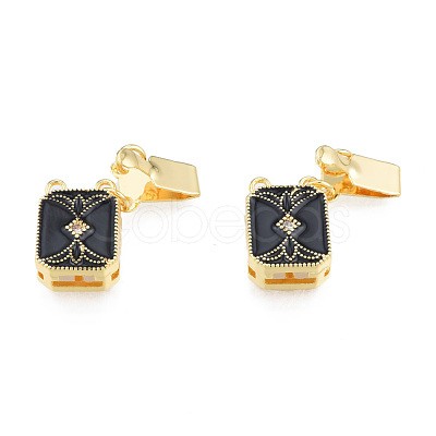 Brass Pave Clear Cubic Zirconia Box Clasps KK-N233-416LG-1