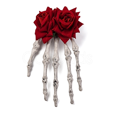 Skeleton with Rose Flower Plastic Alligator Hair Clips PHAR-M015-01A-1