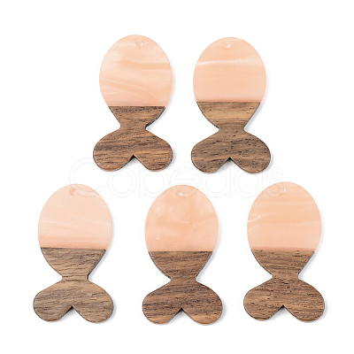 Opaque Resin & Walnut Wood Pendants RESI-S389-053A-C02-1