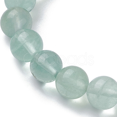 Natural Green Fluorite Round Beaded Stretch Bracelets BJEW-JB10089-03-1