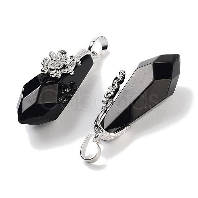 Natural Obsidian Faceted Teardrop Pendants G-Q163-04P-07-1