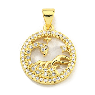 Brass Micro Pave Clear Cubic Zirconia Pendants KK-K354-04G-11-1