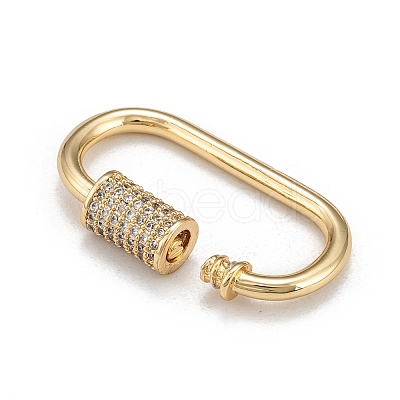 Brass Micro Pave Cubic Zirconia Screw Carabiner Lock Charms X-ZIRC-G160-21G-1