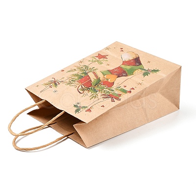 Christmas Theme Printed Kraft Paper Bags with Handles ABAG-M008-08B-1