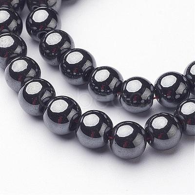 1 Strand Grade AAA Non-Magnetic Synthetic Hematite Round Beads Strands X-G-H1623-8mm-1-1