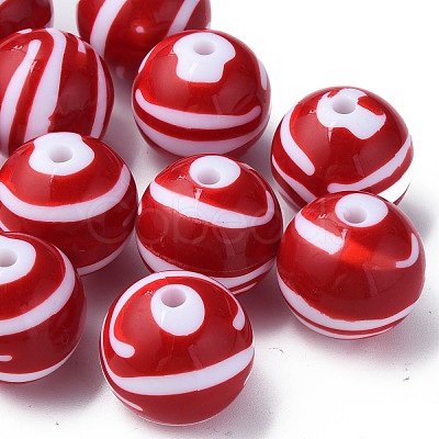 Opaque Striped Acrylic Beads MACR-S373-27C-01-1