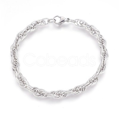 Tarnish Resistant 304 Stainless Steel Rope Chain Bracelets BJEW-P235-18P-1