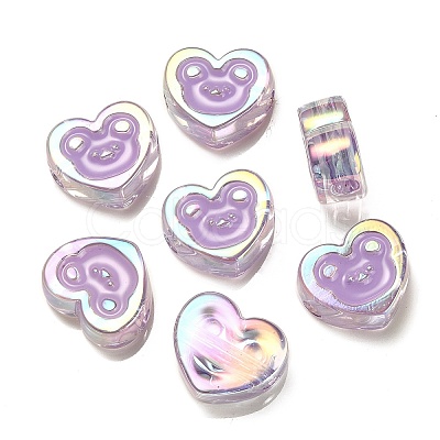 UV Plating Rainbow Iridescent Acrylic Enamel Beads OACR-G012-12E-1