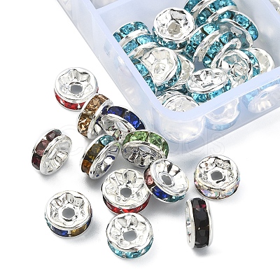 160Pcs 8 Colors Brass Rhinestone Spacer Beads RB-YW0001-03-1