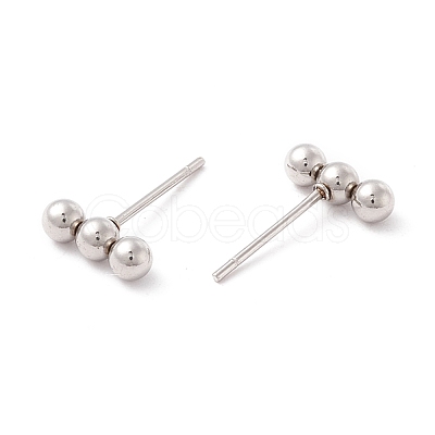 Tarnish Resistant 201 Stainless Steel Beaded Horizontal Bar Stud Earrings with 316 Stainless Steel Pin for Women STAS-K238-01P-1