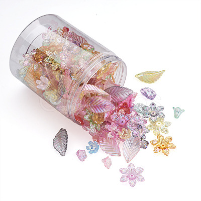 Craftdady 300Pcs 6 Style Transparent Acrylic Bead Caps TACR-CD0001-03-1