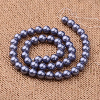 Polished Round Grade A Shell Pearl Bead Strands BSHE-M027-12mm-M-1