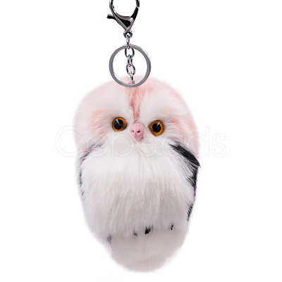 Imitation Rabbit Fur Owl Pendant Keychain ANIM-PW0003-053I-1