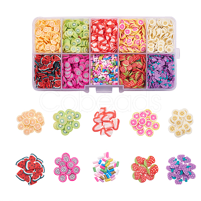 10 Styles Fruit Handmade Polymer Clay Nail Art Decoration CLAY-CJ0001-34-1