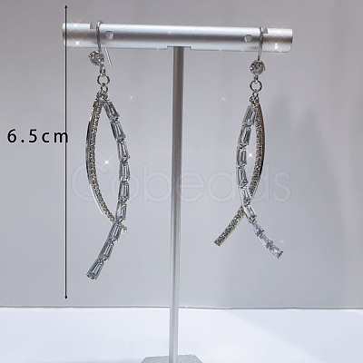 Exaggerated Clear Cubic Zirconia Tassel Dangle Earrings RO8227-6-1